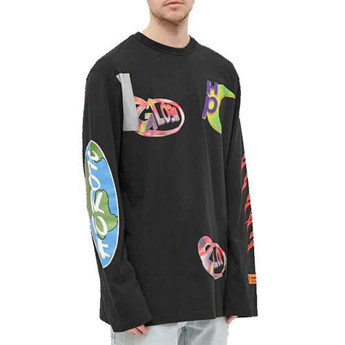 LS T-Shirt Global Collage Black Blue
