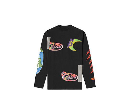 LS T-Shirt Global Collage Black Blue