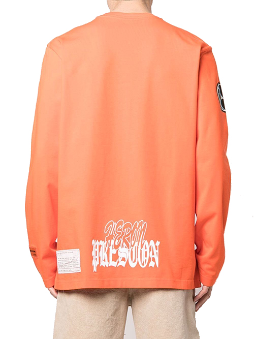 Orange White T-Shirt OS Flaming Skull