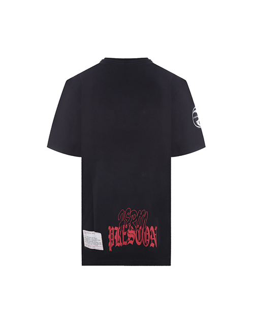 Black White T-Shirt Reg Flaming Skull