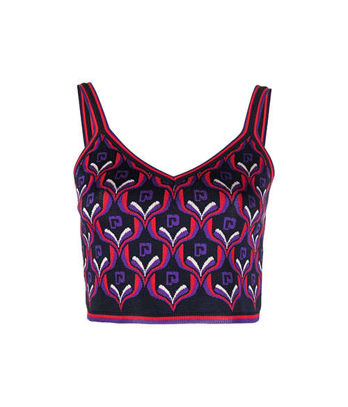 Jacquard Paco Purple Red Halter Top