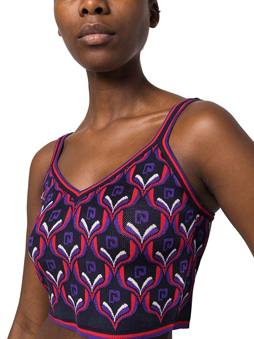 Jacquard Paco Purple Red Halter Top