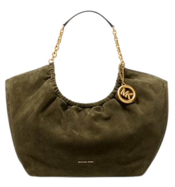 Indie Loden Suede Leather Large Cinch Tote Bag