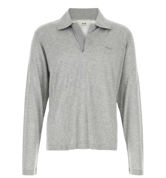 Heather Grey Polo Long Sleeve