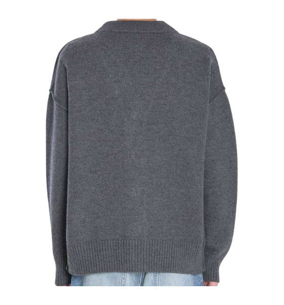 Dark Grey Cardigan With Contrasted Ami De Coeur Felted Merino Wool Knit