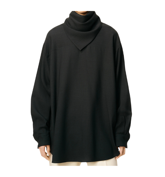 Black Bandana Blouse Light Wool Twill