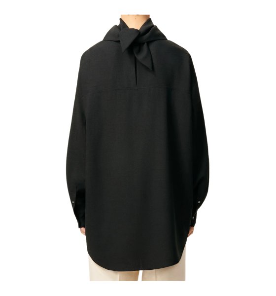 Black Bandana Blouse Light Wool Twill
