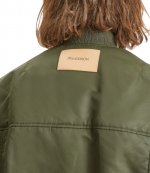 Oversized CurvedHem Olive Bomber Jacket