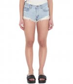 Light Worn Indigo Pre-Styled Cutoff Short W/Silk Boxer