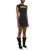 Washed Black Graphic Baby Tee Mini Dress