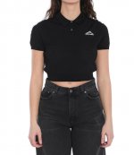 Black Short Sleeve Polo Tee W/A Wang Logo Print