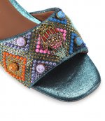 Kensington Flat Jewel Tourqese Multicolour Flat Mule Sandals