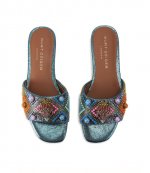 Kensington Flat Jewel Tourqese Multicolour Flat Mule Sandals