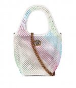 SM Chelsea Multicolour Crystal Hobo Beige Suede Bag