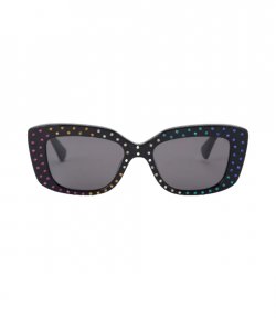Shoreditch Gem Rectangle White Rhinstones Black Sunglasses