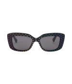 Shoreditch Gem Rectangle White Rhinstones Black Sunglasses