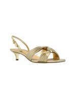 Alessia Pale Gold Metallic Ktten Sandal