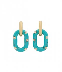 Gold/Turqoise Hoop Earings