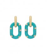 Gold/Turqoise Hoop Earings
