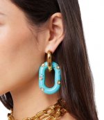Gold/Turqoise Hoop Earings