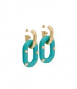 Gold/Turqoise Hoop Earings
