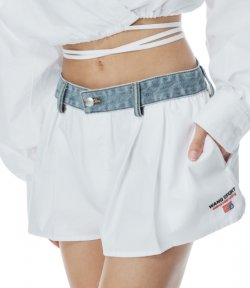 White Denim Waistband Short