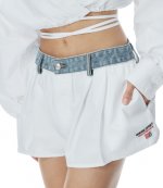 White Denim Waistband Short