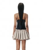 Black Snap Front Cami W/Lace Trim