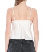 Ivory Snap Front Cami W/Lace Trim