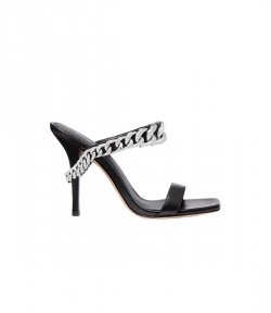 Bianca High Black Sandal Silver Curbed Chain