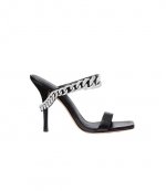 Bianca High Black Sandal Silver Curbed Chain