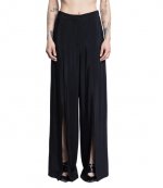Black Wide-leg Open Slit Buckled Trousers