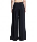 Black Wide-leg Open Slit Buckled Trousers