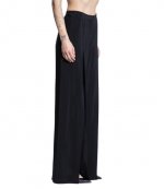 Black Wide-leg Open Slit Buckled Trousers