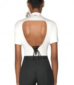 White Corset Open Back Jersey Bodysuit