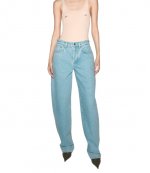 Blue Laced-up Wide Leg Jeans