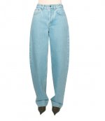 Blue Laced-up Wide Leg Jeans
