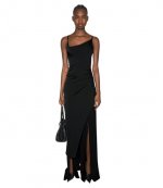Black Asymetrical Buckled Strap Dress