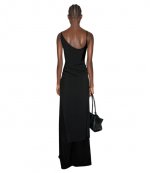 Black Asymetrical Buckled Strap Dress
