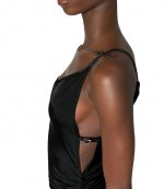 Black Asymetrical Buckled Strap Dress