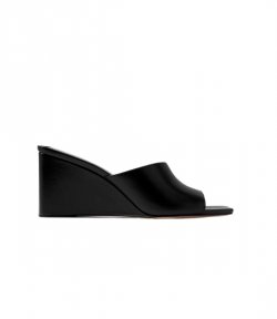 Merriam Black Leather Wedge