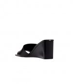 Merriam Black Leather Wedge