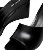 Merriam Black Leather Wedge