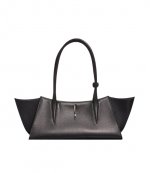 Black Grainy Leather Fang Bag