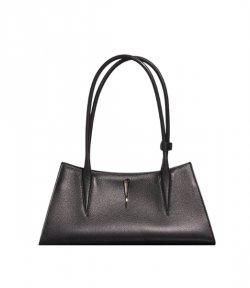 Black Grainy Leather Fang Bag