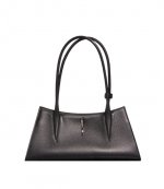 Black Grainy Leather Fang Bag
