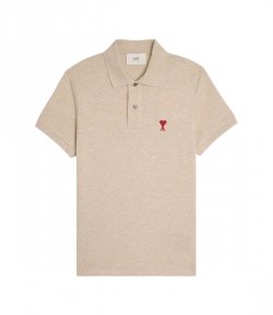 Red Ami De Coeur Beige Pique Polo Shirt