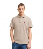 Red Ami De Coeur Beige Pique Polo Shirt