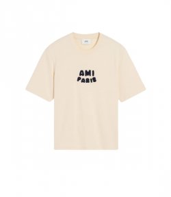 White Cream Tshirt With Ami Paris Patch