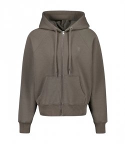 Taupe Cotton Ami De Coeur Zip Hoodie